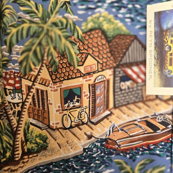 NWT Reyn Spooner Eddie Y Seaside Village Tropical Hawaiian Men's Casual  Shirt - Picture 2 of 5